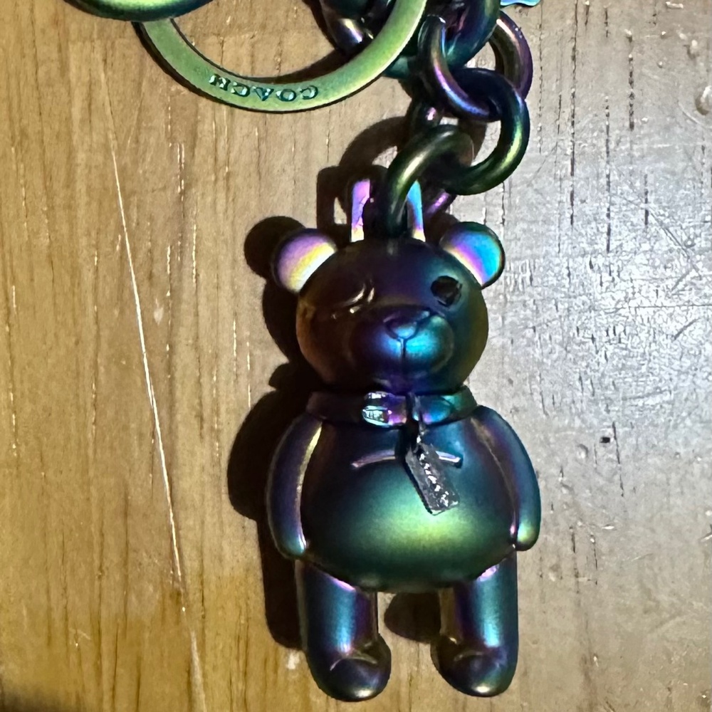 EUC, Coach Hologram, Oil Slick Teddy Bear Key chain/fob, Bag charm